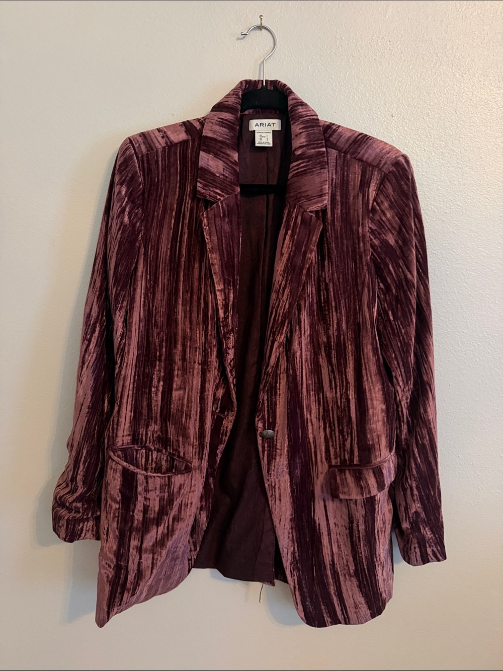 Ariat Crushed Velvet Blazer in Deep Plum